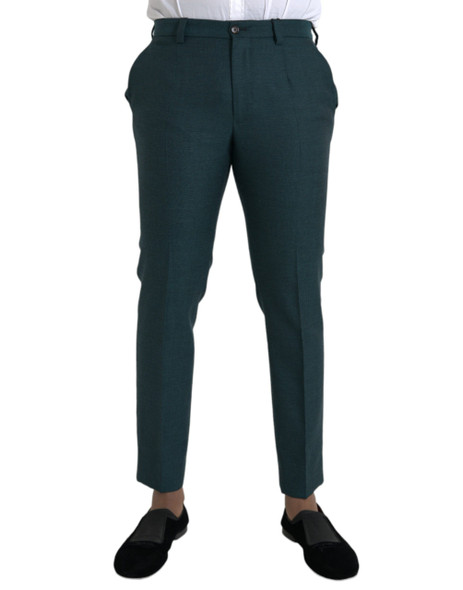 Dolce & Gabbana Green Wool Skinny Slim Dress Pants Dolce & Gabbana Green Wool Skinny Slim Dress Pants