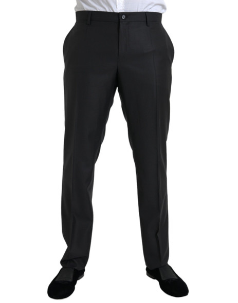 Dolce & Gabbana Black Wool Silk Skinny Dress Pants Dolce & Gabbana Black Wool Silk Skinny Dress Pants