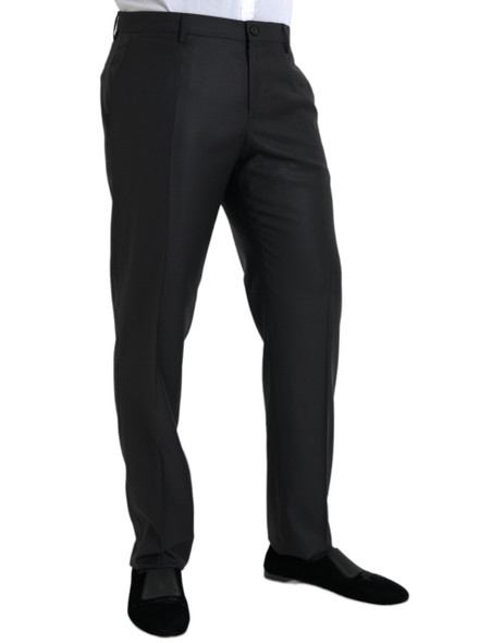 Dolce & Gabbana Black Wool Silk Skinny Dress Pants Dolce & Gabbana Black Wool Silk Skinny Dress Pants