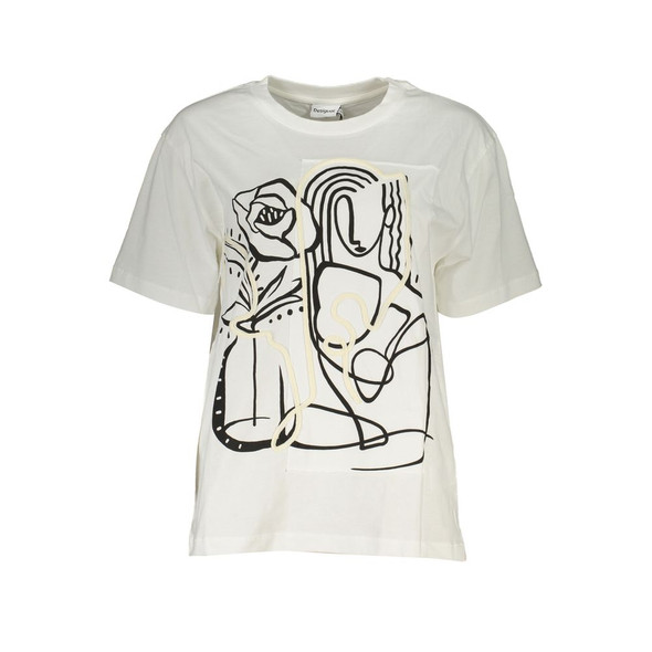 Desigual White Cotton Tops & T-Shirt Desigual White Cotton Tops & T-Shirt