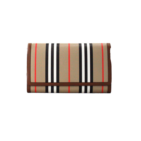 Burberry Hannah Icon Stripe Archive Tan E-Canvas Leather Wallet Crossbody Bag Burberry Hannah Icon Stripe Archive Tan E-Canvas Leather Wallet Crossbody Bag