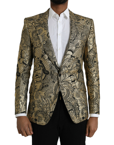 Dolce & Gabbana Gold SICILIA Jacquard Single Breasted Coat Blazer Dolce & Gabbana Gold SICILIA Jacquard Single Breasted Coat Blazer