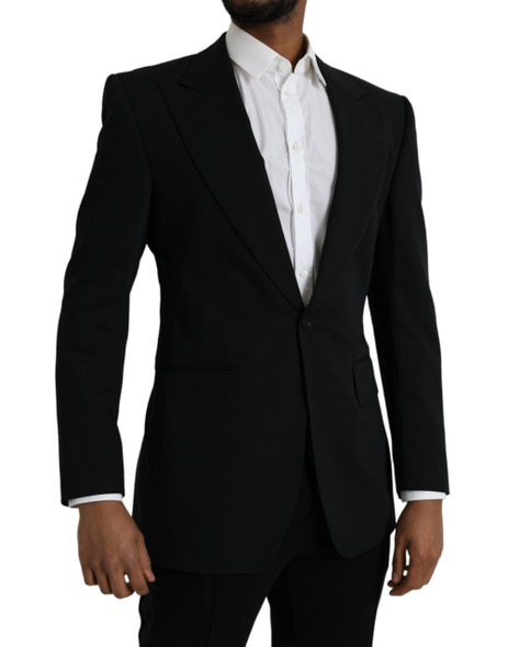 Dolce & Gabbana Black Wool Peak Single Breasted Coat Blazer Dolce & Gabbana Black Wool Peak Single Breasted Coat Blazer