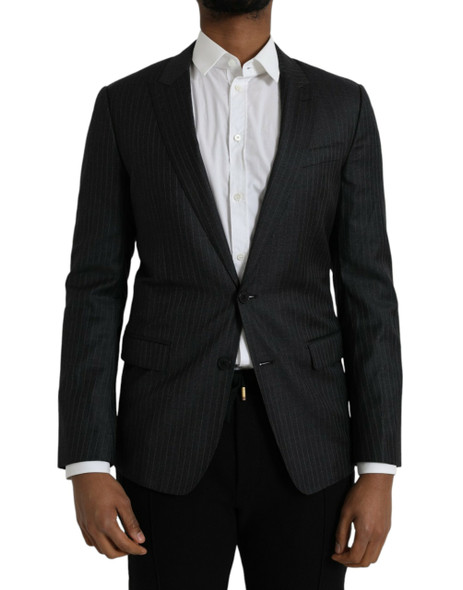 Dolce & Gabbana Black Stripe MARTINI Single Breasted Coat Blazer Dolce & Gabbana Black Stripe MARTINI Single Breasted Coat Blazer