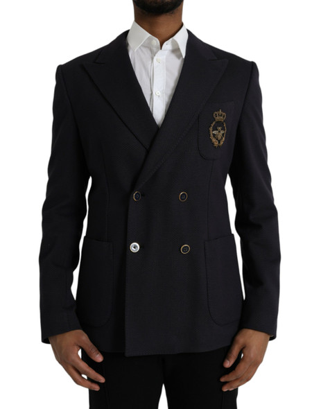 Dark Blue Crown Bee Double Breasted Blazer Dark Blue Crown Bee Double Breasted Blazer