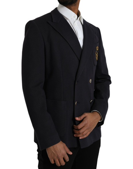 Dark Blue Crown Bee Double Breasted Blazer Dark Blue Crown Bee Double Breasted Blazer
