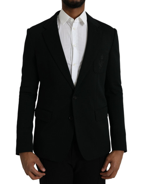 Dolce & Gabbana Black Wool Notch Single Breasted Coat Blazer JKT4042 Dolce & Gabbana Black Wool Notch Single Breasted Coat Blazer JKT4042