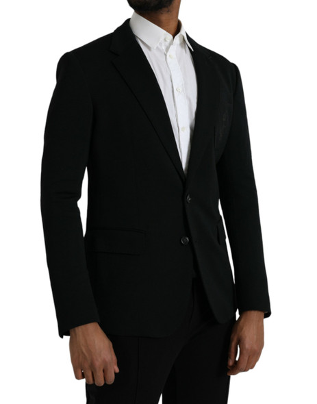Dolce & Gabbana Black Wool Notch Single Breasted Coat Blazer JKT4042 Dolce & Gabbana Black Wool Notch Single Breasted Coat Blazer JKT4042
