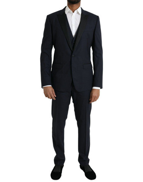 Dolce & Gabbana Dark Blue MARTINI Wool Formal 3 Piece Suit Dolce & Gabbana Dark Blue MARTINI Wool Formal 3 Piece Suit