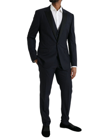 Dolce & Gabbana Dark Blue MARTINI Wool Formal 3 Piece Suit Dolce & Gabbana Dark Blue MARTINI Wool Formal 3 Piece Suit