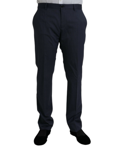 Blue Wool Slim Fit Dress Formal Pants Blue Wool Slim Fit Dress Formal Pants