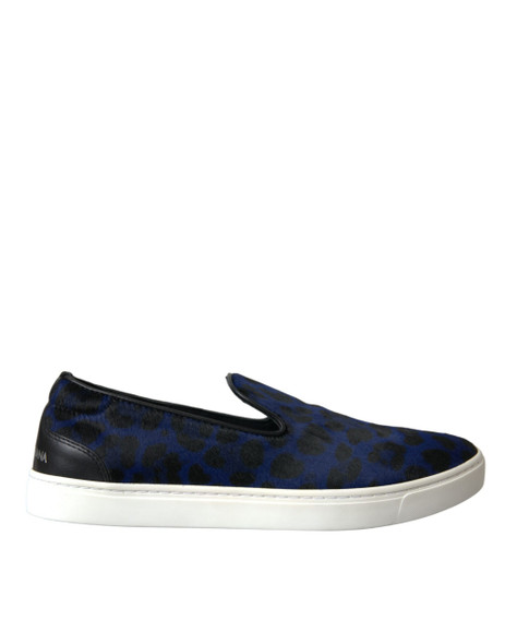 Blue Calfskin Hair Leopard Sneakers Shoes Blue Calfskin Hair Leopard Sneakers Shoes