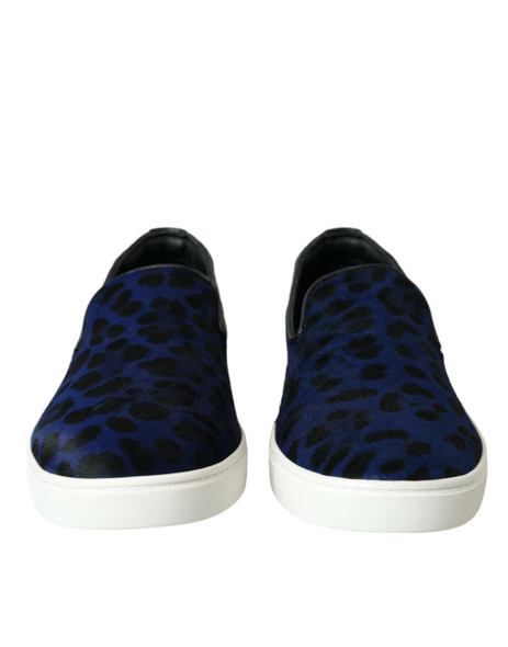 Blue Calfskin Hair Leopard Sneakers Shoes Blue Calfskin Hair Leopard Sneakers Shoes