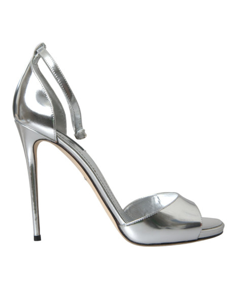 Dolce & Gabbana Silver KEIRA Leather Heels Sandals Shoes Dolce & Gabbana Silver KEIRA Leather Heels Sandals Shoes