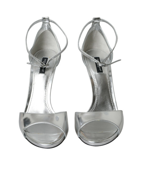 Dolce & Gabbana Silver KEIRA Leather Heels Sandals Shoes Dolce & Gabbana Silver KEIRA Leather Heels Sandals Shoes