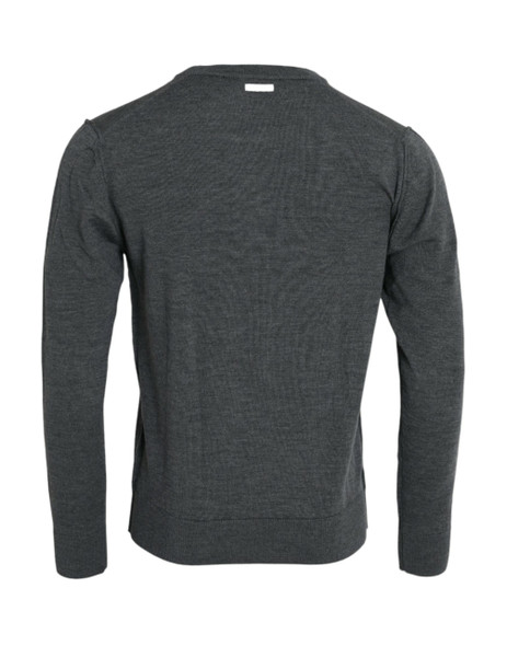 Dolce & Gabbana Dark Gray Wool Crew Neck Pullover Sweater Dolce & Gabbana Dark Gray Wool Crew Neck Pullover Sweater