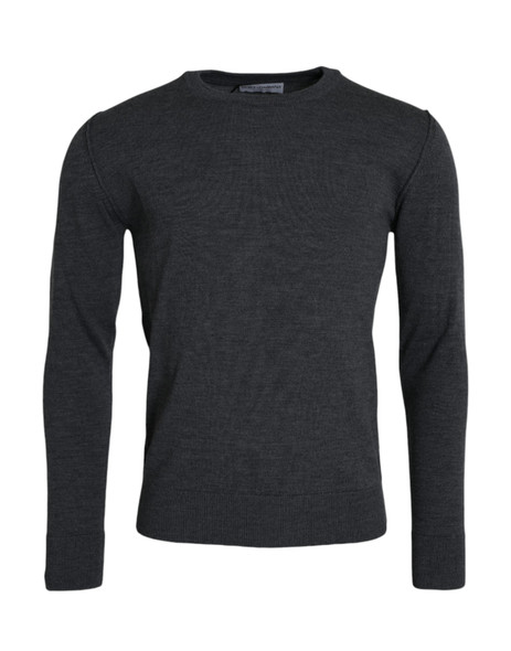 Dark Gray Wool Crew Neck Pullover Sweater TSH84668 Dark Gray Wool Crew Neck Pullover Sweater TSH84668