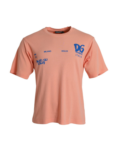 Dolce & Gabbana Coral Cotton Logo Print Short Sleeve T-shirt Dolce & Gabbana Coral Cotton Logo Print Short Sleeve T-shirt