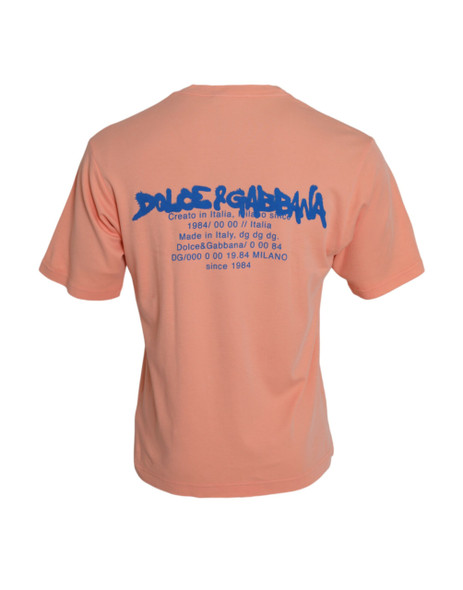 Dolce & Gabbana Coral Cotton Logo Print Short Sleeve T-shirt Dolce & Gabbana Coral Cotton Logo Print Short Sleeve T-shirt
