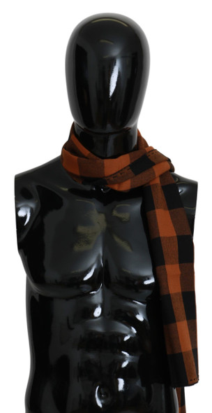 Costume National Orange Check Neck Wrap Shawl Scarf Costume National Orange Check Neck Wrap Shawl Scarf
