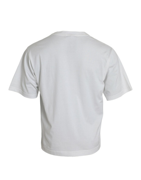 Dolce & Gabbana White Embellished Cotton Crew Neck T-shirt Dolce & Gabbana White Embellished Cotton Crew Neck T-shirt