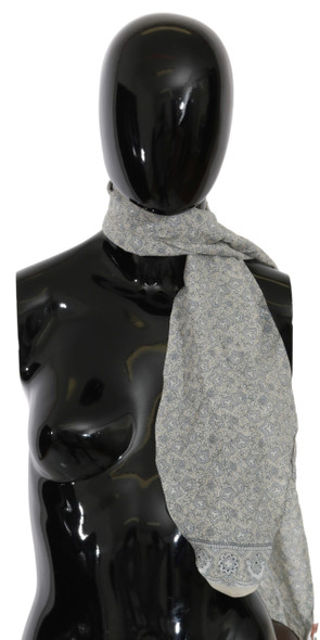 Cotton Beige Blue Fantasy Print Scarf Cotton Beige Blue Fantasy Print Scarf