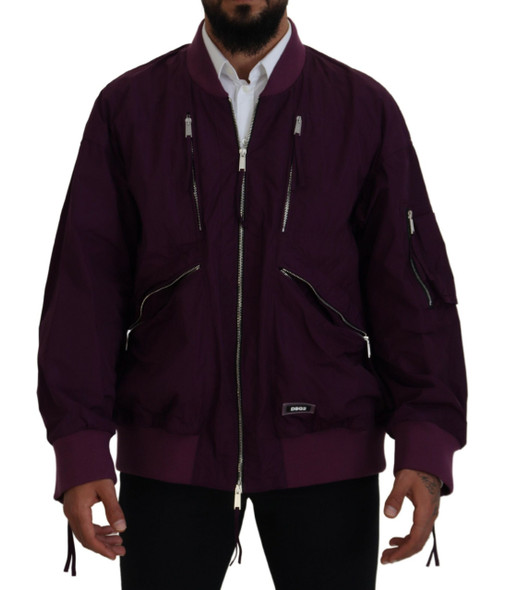 Dsquared² Purple Polyester Full Zipper Bomber Jacket Dsquared² Purple Polyester Full Zipper Bomber Jacket