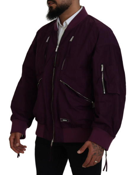 Dsquared² Purple Polyester Full Zipper Bomber Jacket Dsquared² Purple Polyester Full Zipper Bomber Jacket