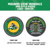 Mounds View Irondale Pro-Style Pucks - Logo + Roster — custom UV-printed by My Team Identity, design option 2