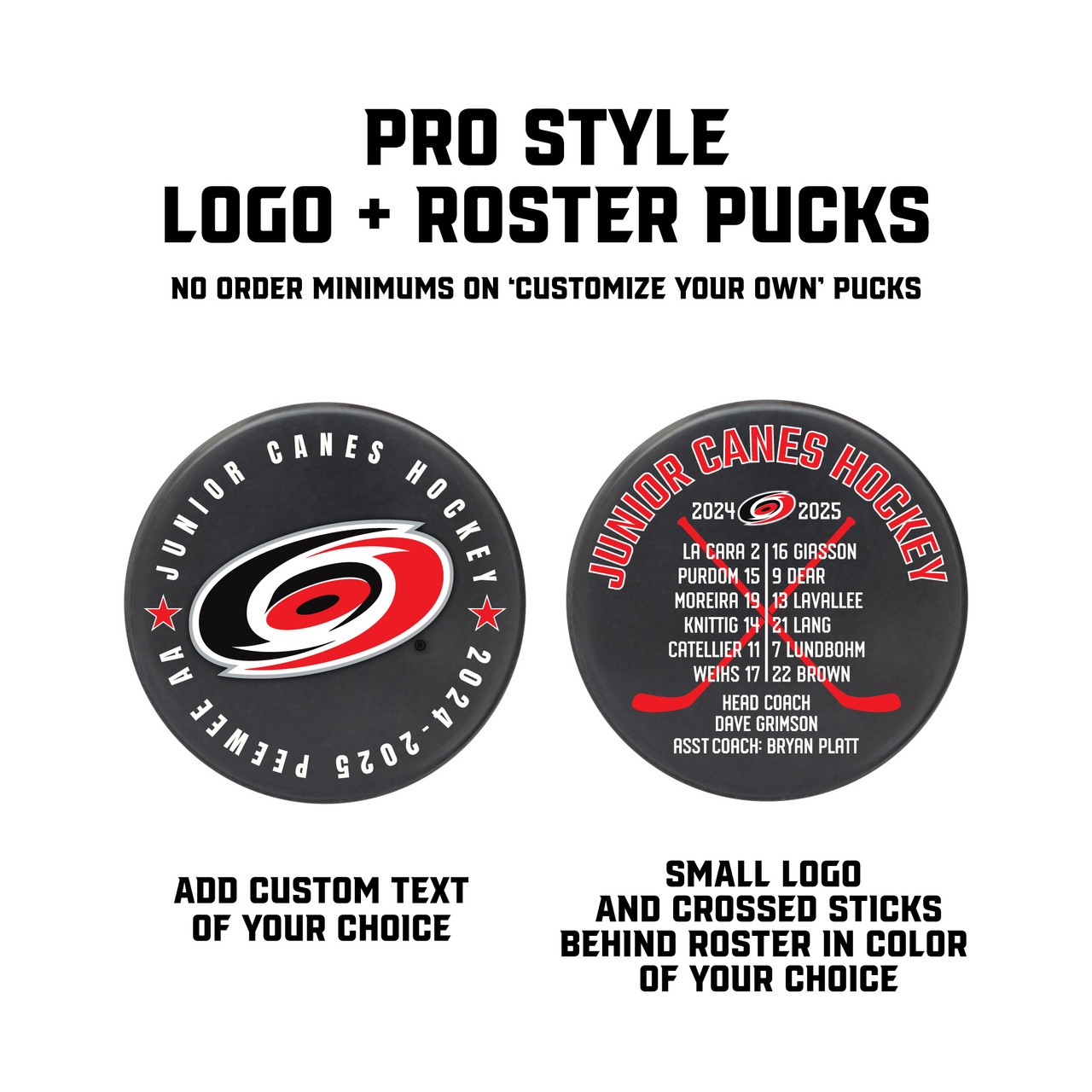CREATE YOUR OWN - Pro-Style Logo + Roster Hockey Puck - Customized by ...