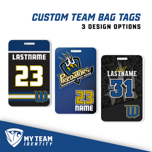 Woodbury Predators Hockey Bag Tags — custom UV-printed by My Team Identity