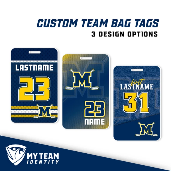 Mahtomedi Hockey Bag Tags — custom UV-printed by My Team Identity