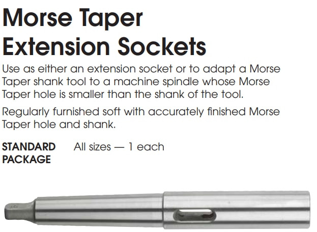 MORSE CUTTING TOOLS EDP: 20012     DESCRIPTION: 0201 1MTS TO 3MTS EXT SOCKET