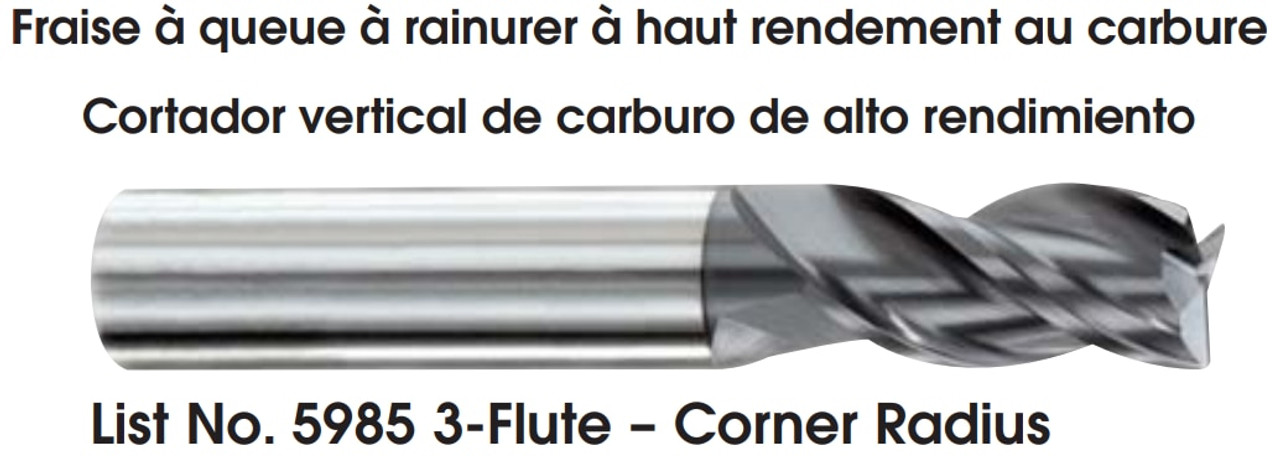MORSE CUTTING TOOLS EDP: 56277     DESCRIPTION: 5985 VARIFLUTE 3/16 3FL SE SC ALTIN