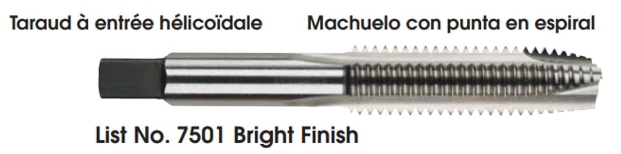 MORSE CUTTING TOOLS EDP: 38522     DESCRIPTION: 7501 M12 X 1.25 S/P D5 3FL BRT