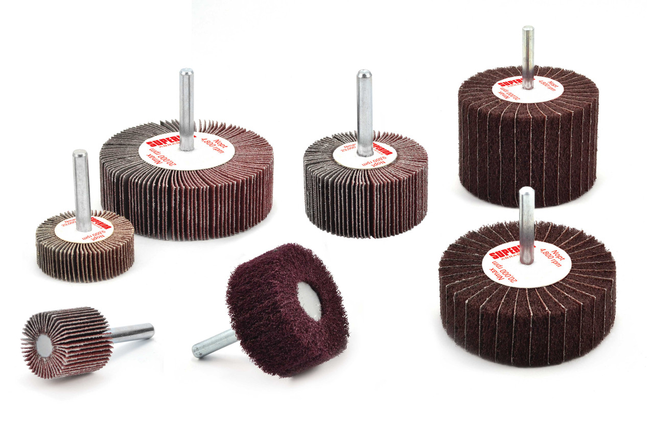 SHUR-BRITE 3" x 2" x  Heavy Duty Satin Finishing Shank Mounted Duplex Wheel, 120 Grit PACKAGE OF 5