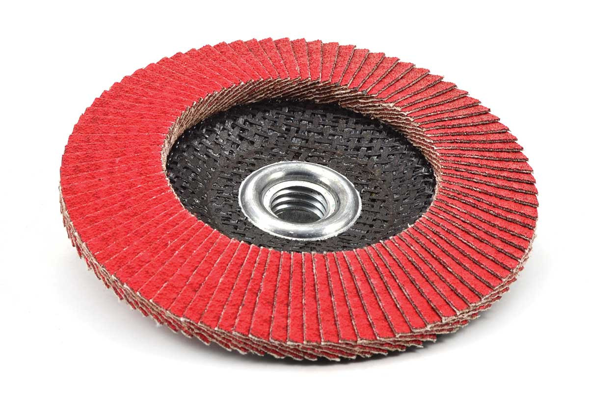 SHUR-KUT 4-1/2" x 5/8"-11 Type 27 Ceramic Grinding Aid Flap Disc, 40 Grit PACKAGE OF 10