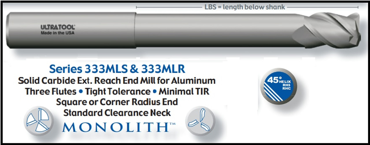 UT11953 |   1"x1-1/4x12 7" LOR 3 Flute   Uncoated