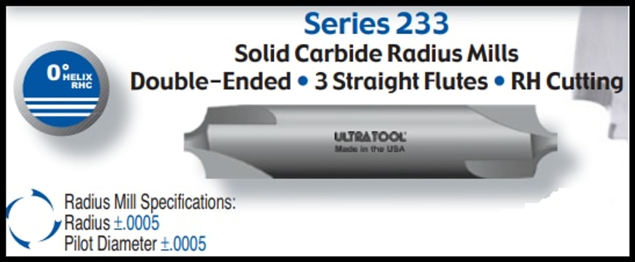 UT23324AT |   1/4"xR.050 3 FLT DE CREM AlTiN   AlTiN Coated
