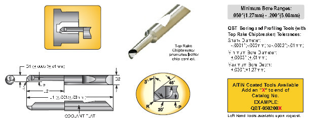 MICRO 100 |   QBT-050500 Quick Change Boring Tool - Boring Top Rake