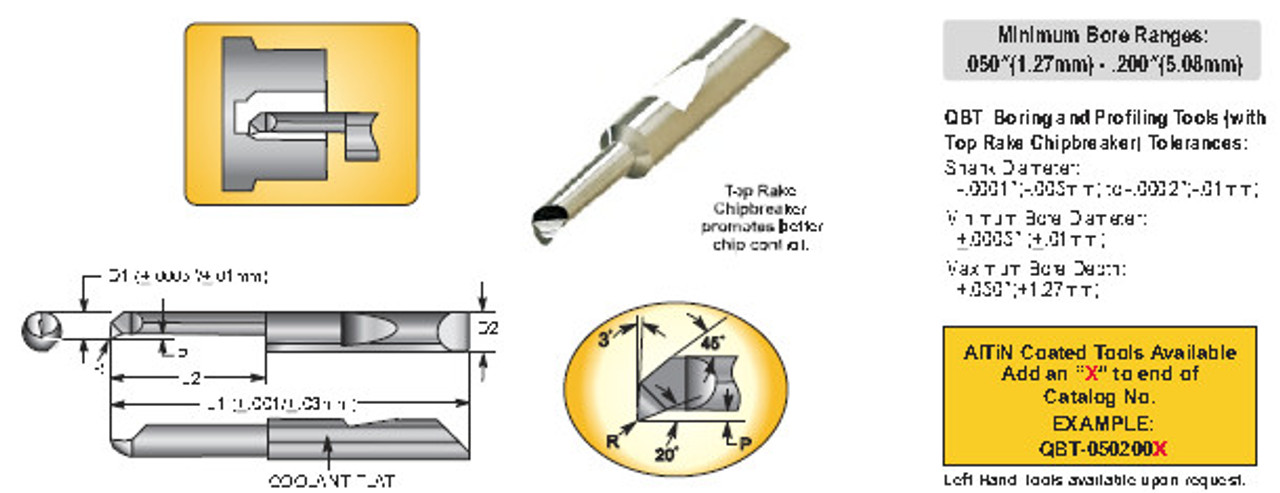 MICRO 100 |   QBT-070400X Quick Change Boring Tool - Boring Top Rake