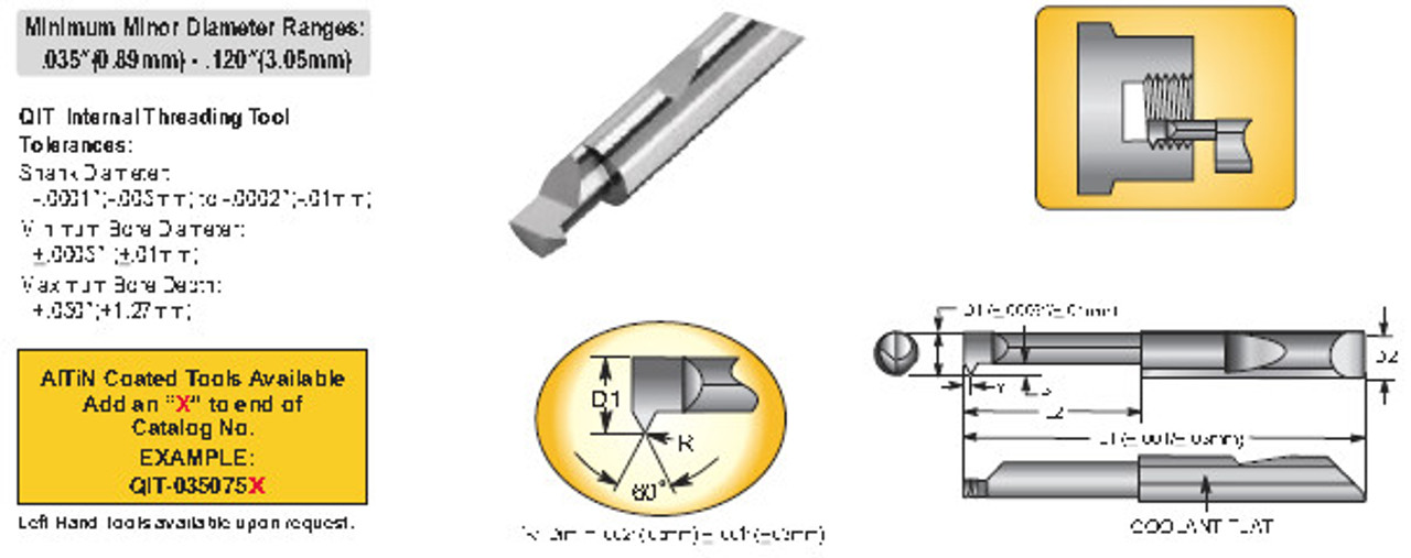 MICRO 100 |   QIT-060250X Quick Change Boring Tool - Internal Threading Tool Coated
