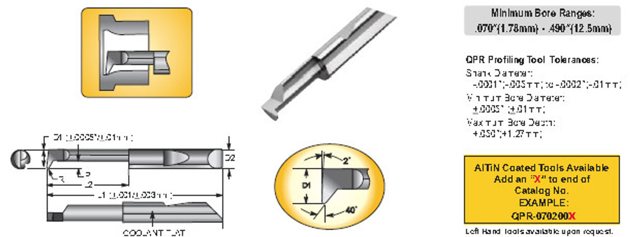MICRO 100 |   QPR-4601800X Quick Change Boring Tool - Profile Tool Coated