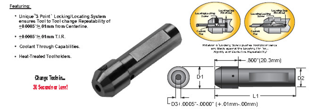 MICRO 100 |   QTH-108L Quick Change Tool Holder - Steel