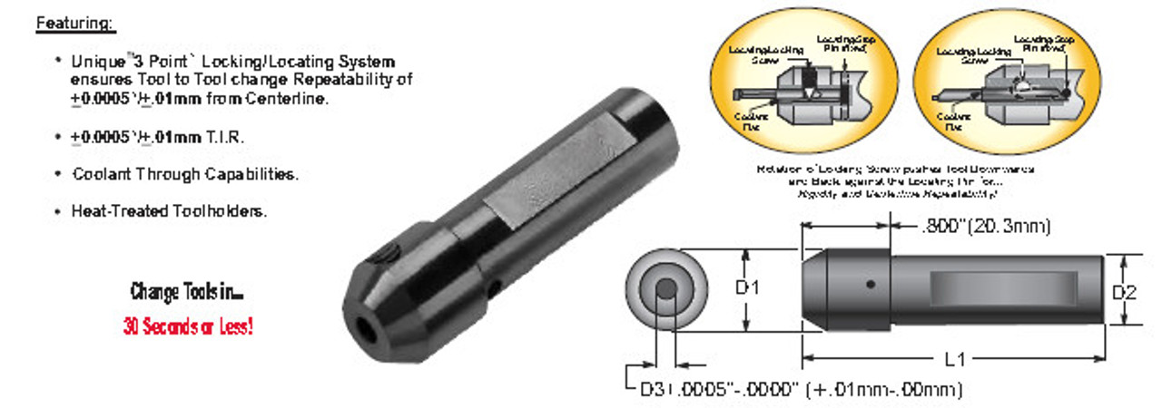 MICRO 100 |   QTH-205L Quick Change Tool Holder - Steel