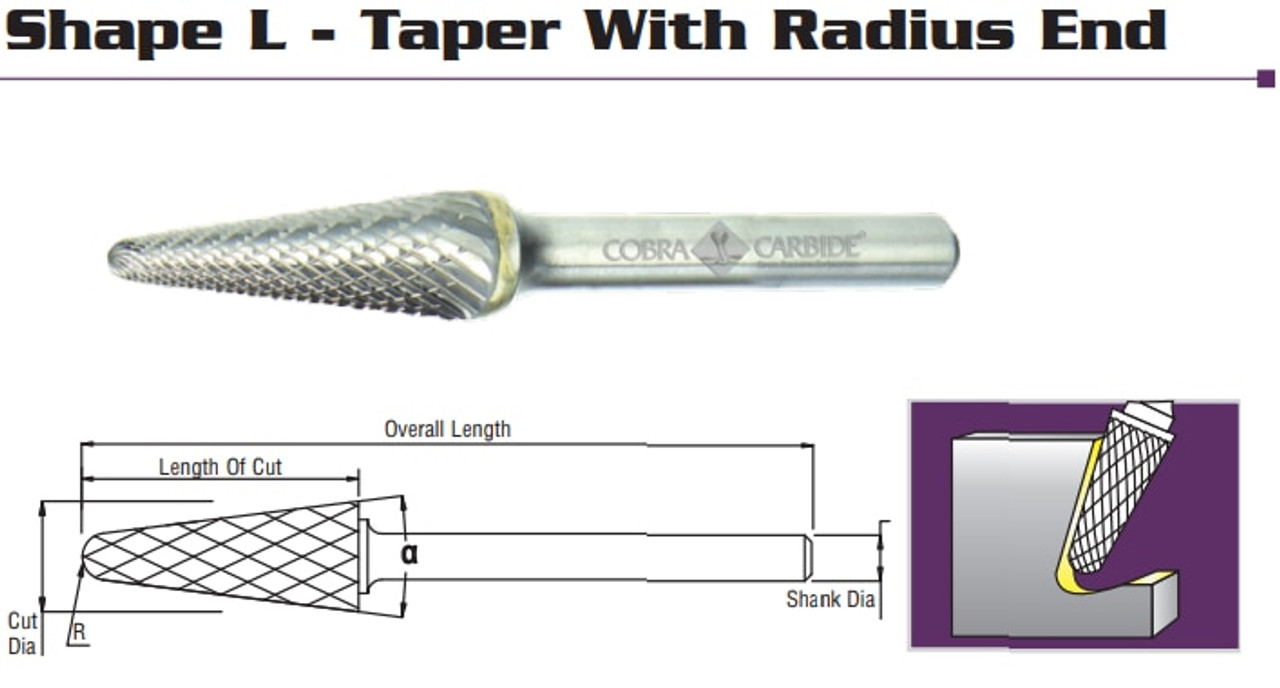 Cobra Carbide EDP 11259      SL-1 Double Cut CRB. Burr