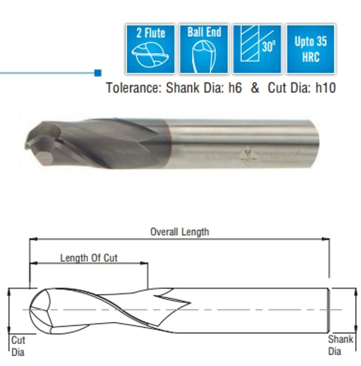 Cobra Carbide EDP 21254      EMSC 1/8 2FSEL Ball Tin 1 x 3"