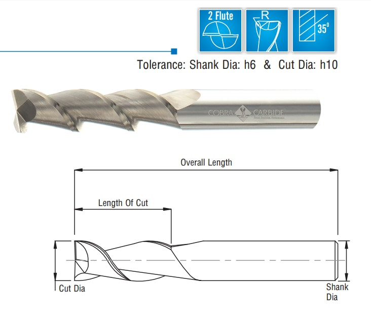 Cobra Carbide EDP 27914      EMSC 5/16 2FSEL 35°(.010R) Alu