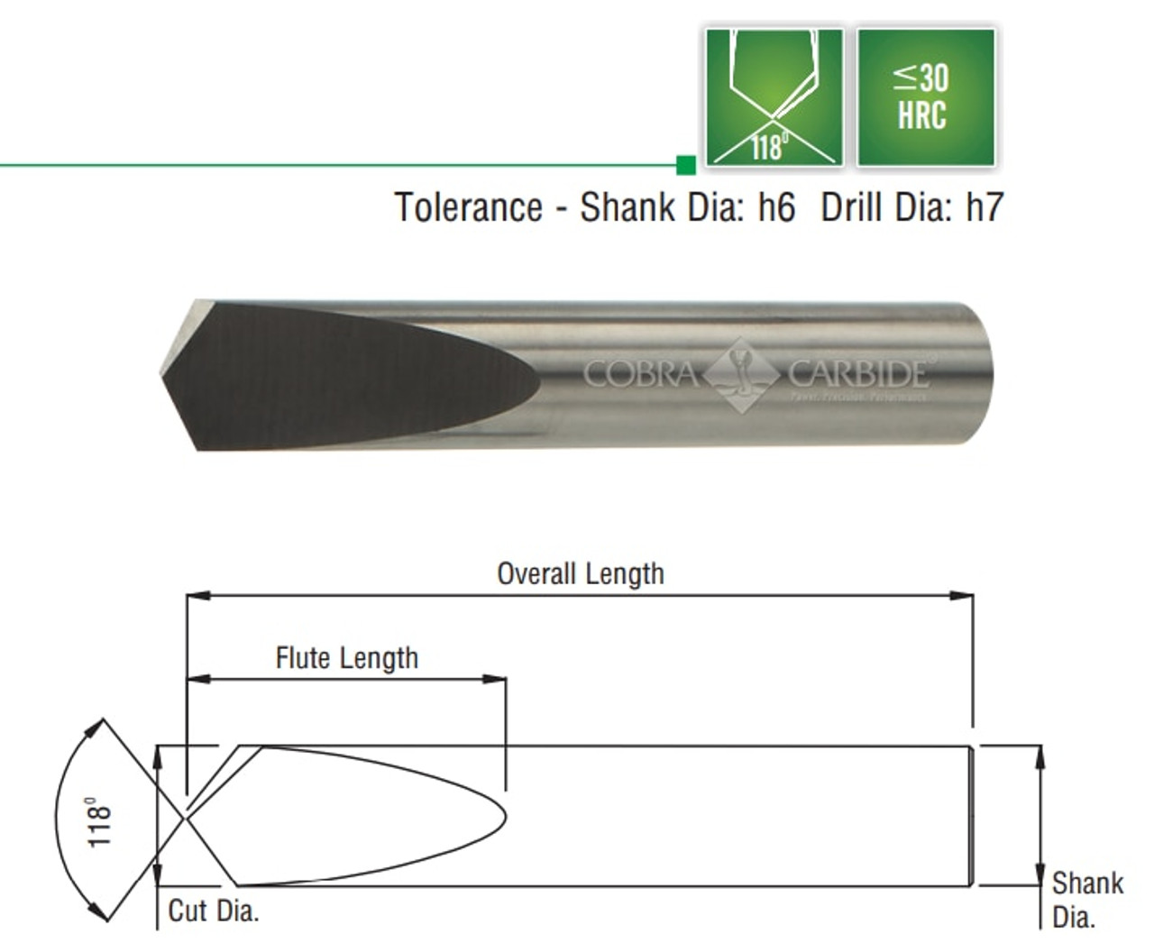 Cobra Carbide EDP 33070      12.0 Solid Carbide Spade Drill