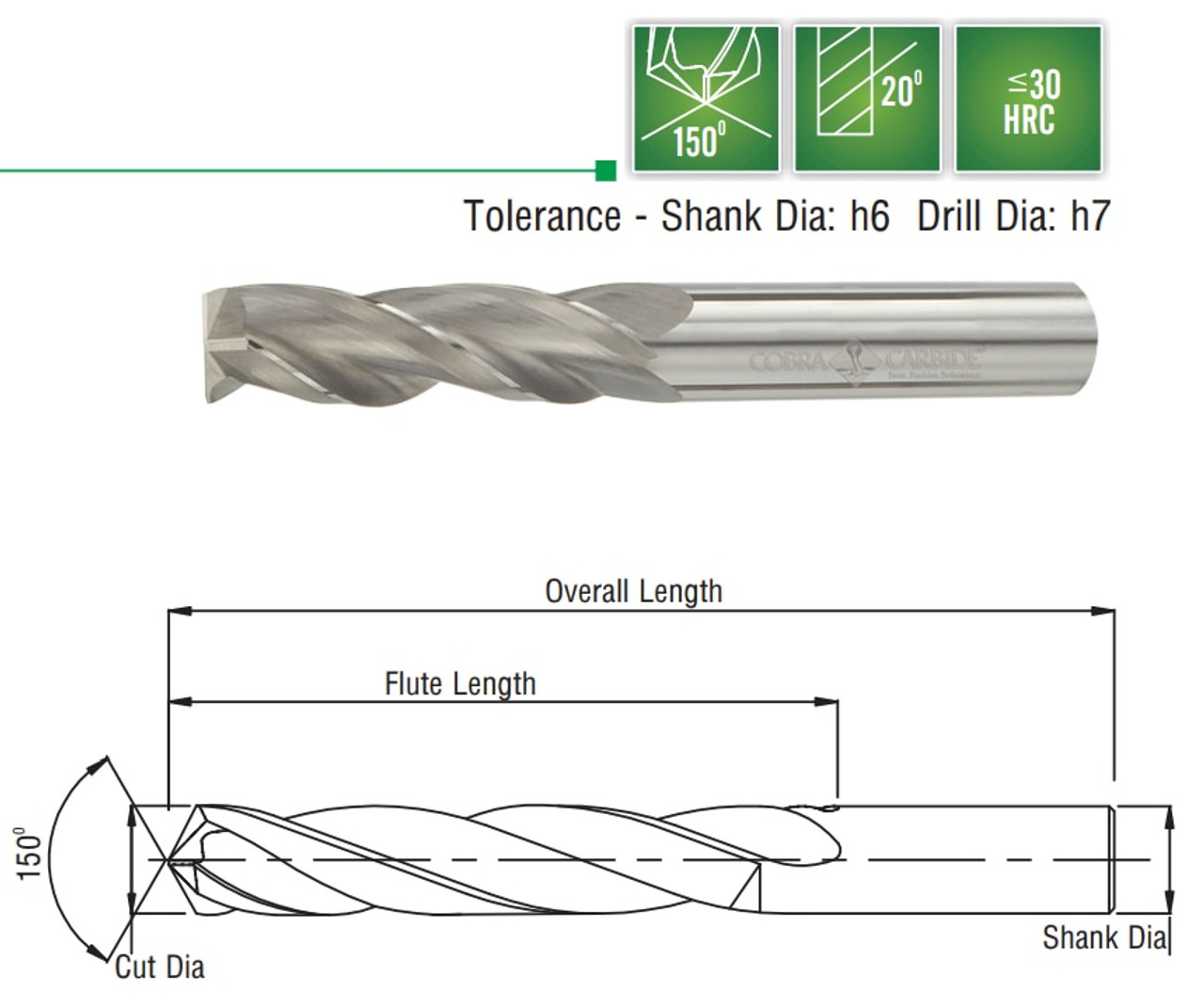 Cobra Carbide EDP 39521      19/64 3Fl Solid Carbide Drill